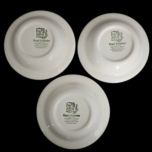 Set of 3 Royal Ironstone The Old Curiosity Shop Green Soup Bowls 8.25" USA - Picture 6 of 6